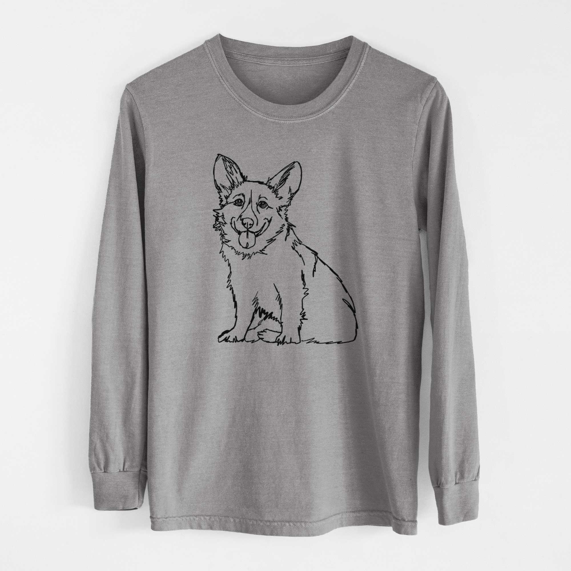 Doodled Corgi - Heavyweight 100% Cotton Long Sleeve