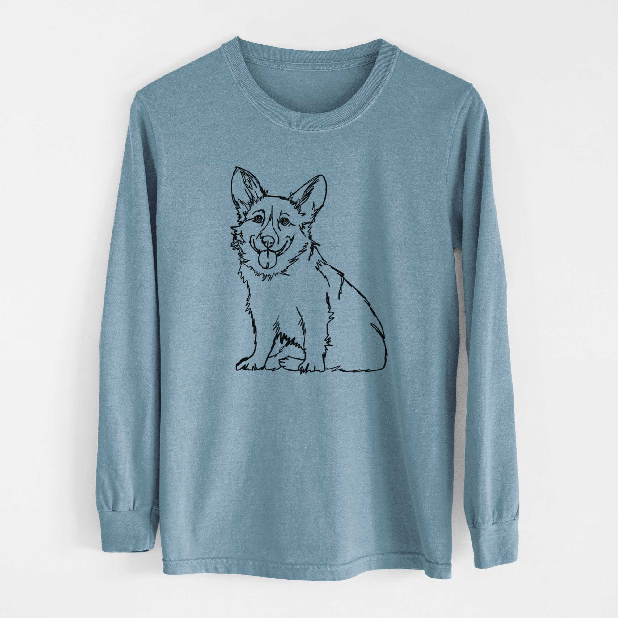 Doodled Corgi - Heavyweight 100% Cotton Long Sleeve