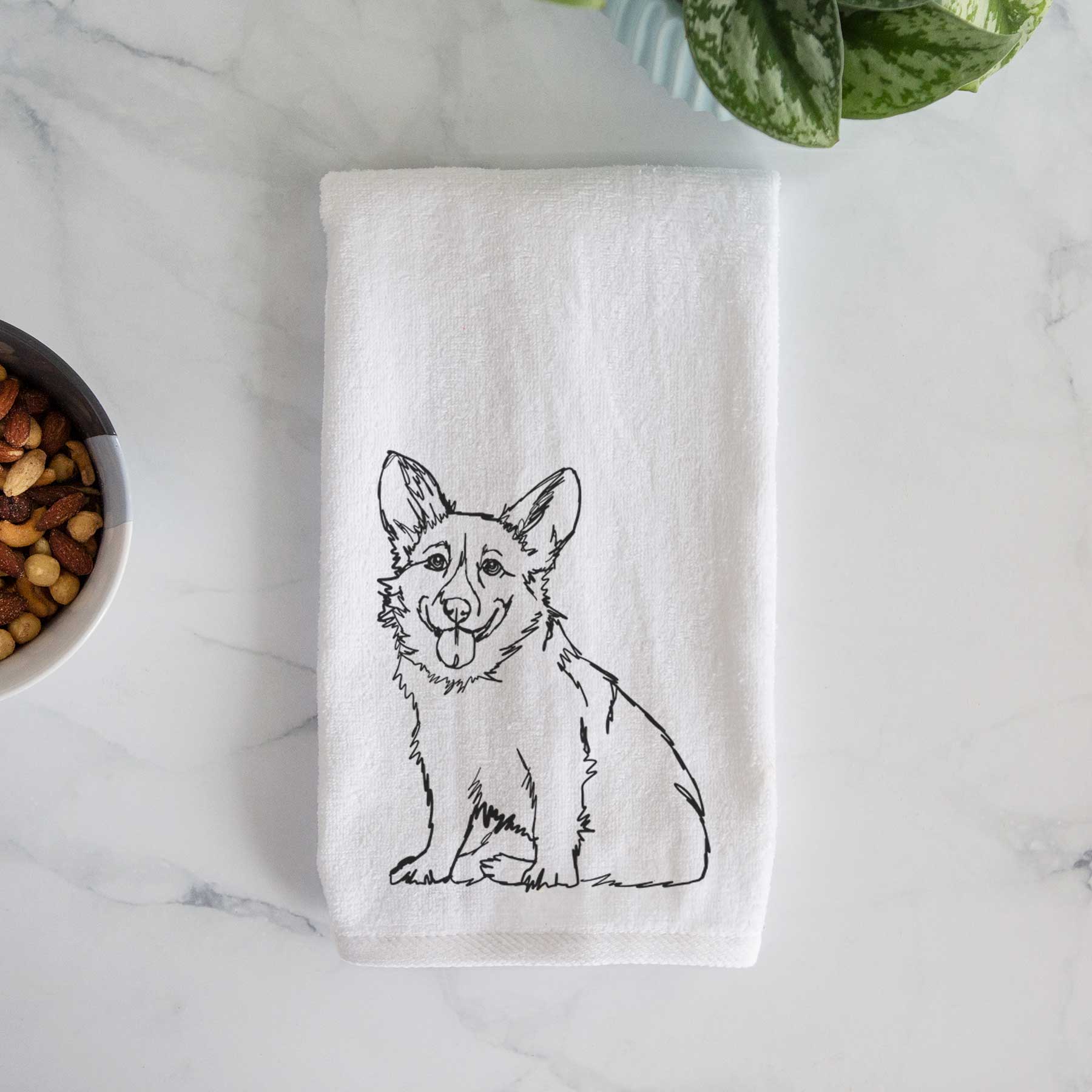 Doodled Corgi Decorative Hand Towel