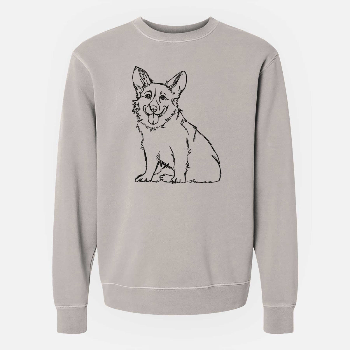 Doodled Corgi the  - Unisex Pigment Dyed Crew Sweatshirt