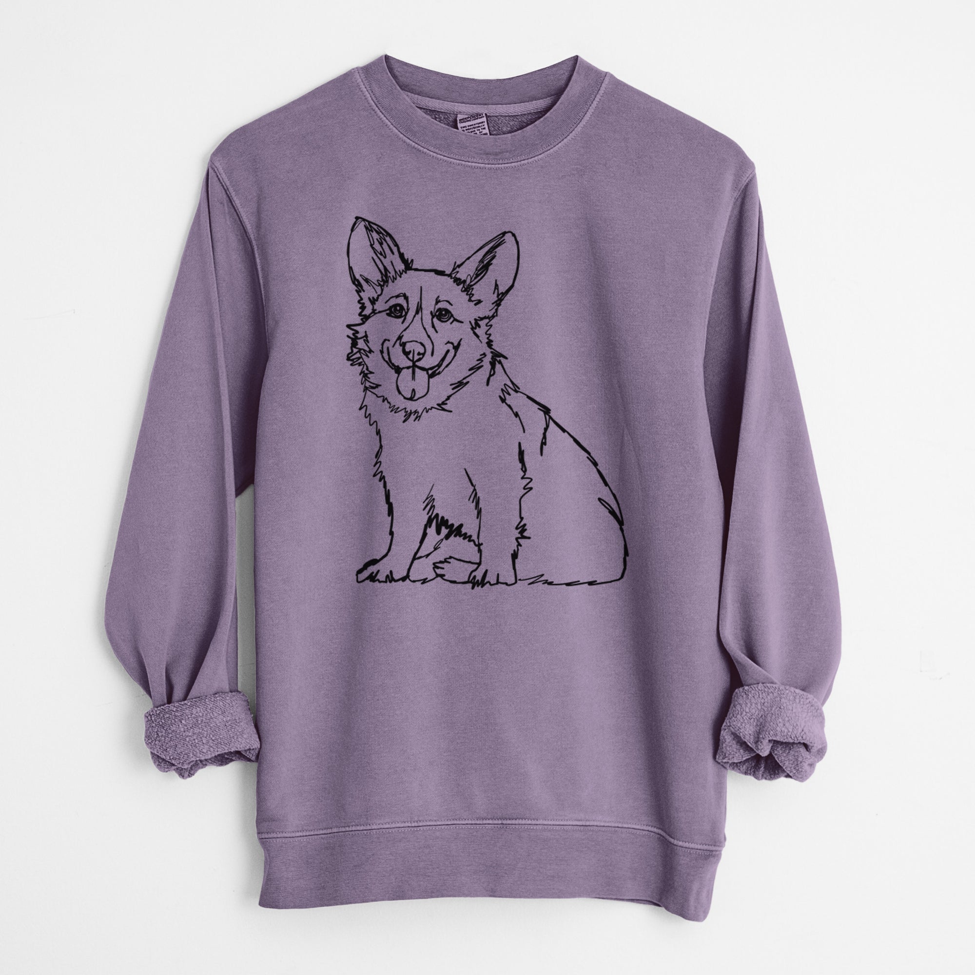 Doodled Corgi the  - Unisex Pigment Dyed Crew Sweatshirt