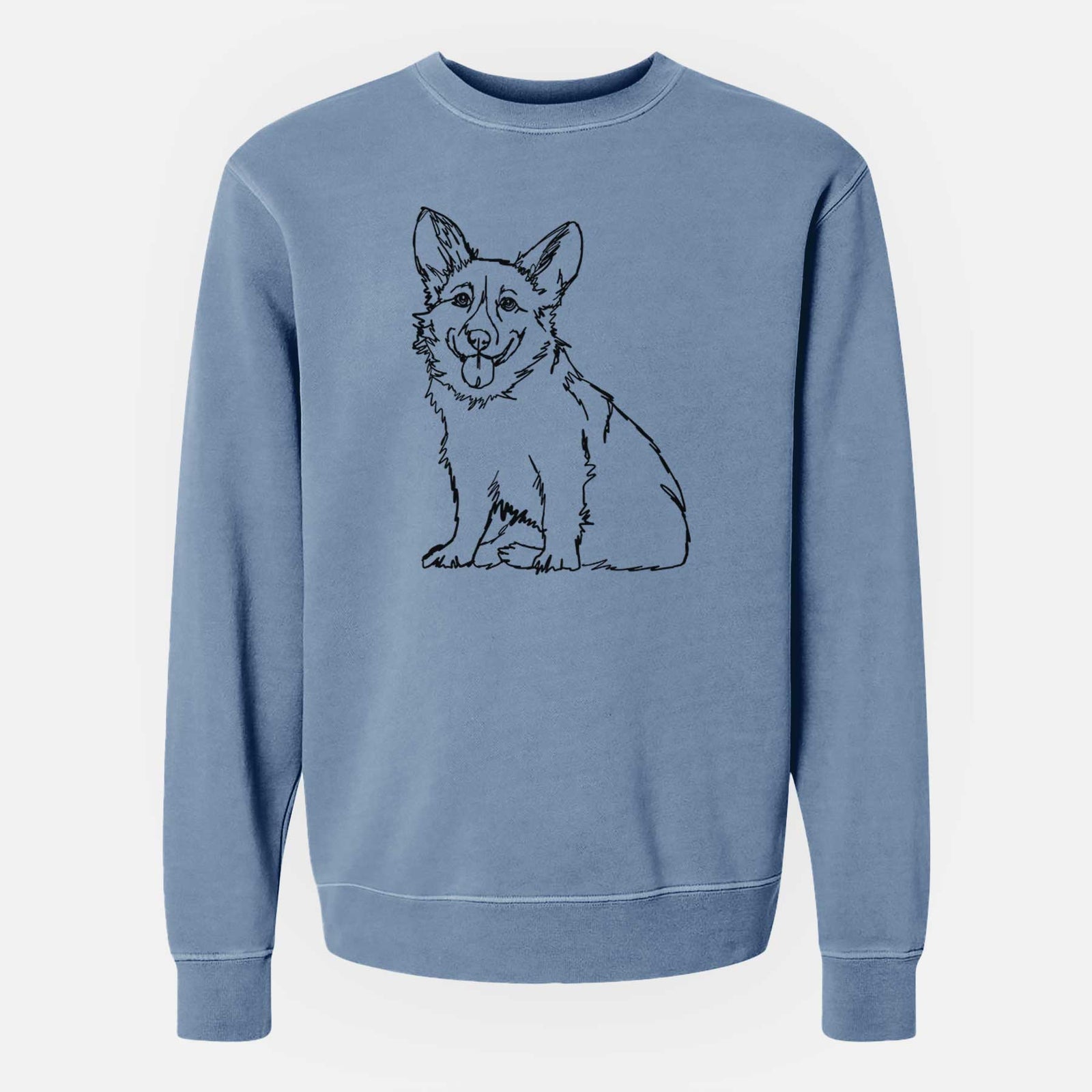 Doodled Corgi the  - Unisex Pigment Dyed Crew Sweatshirt