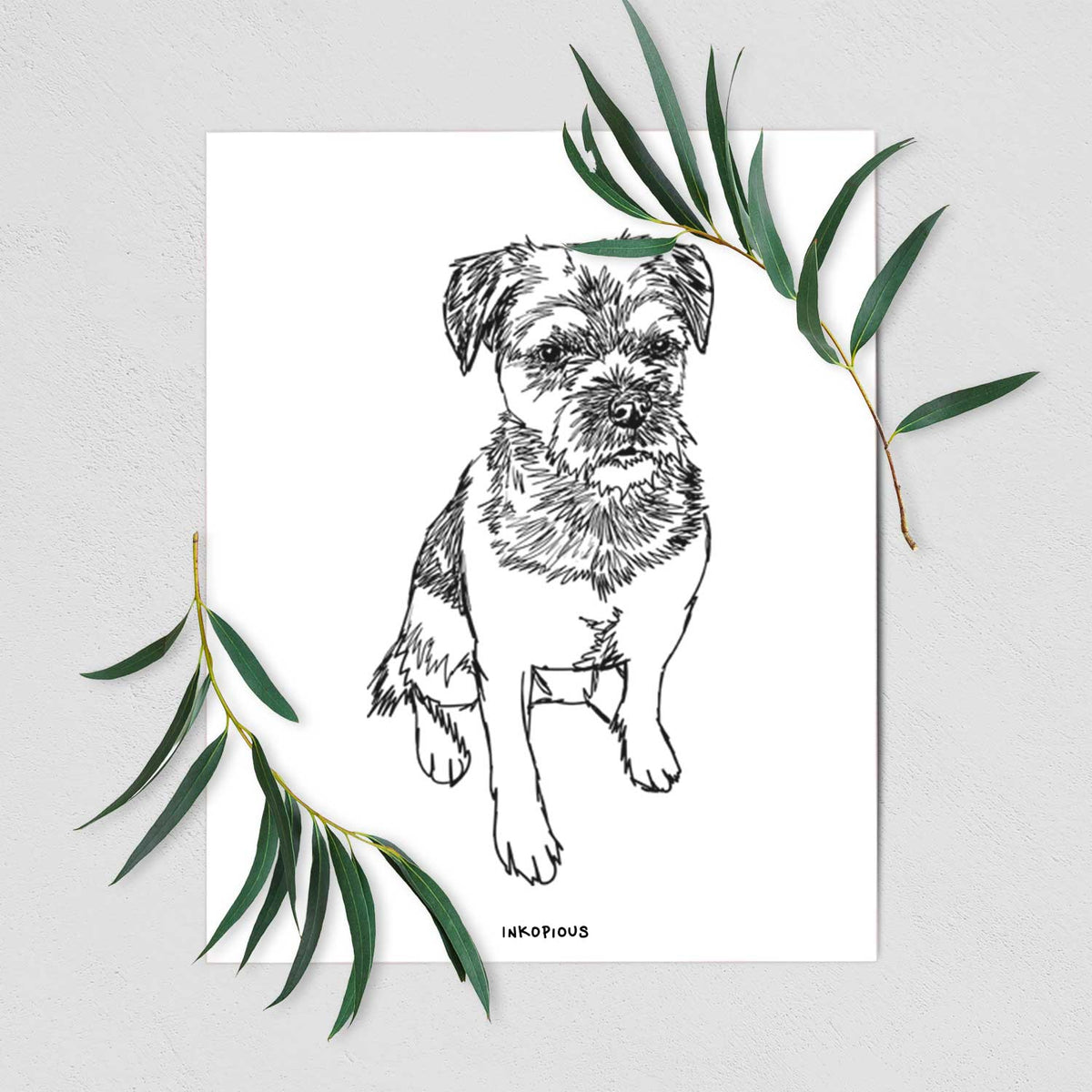 Doodled Cosmo the Border Terrier Art Print
