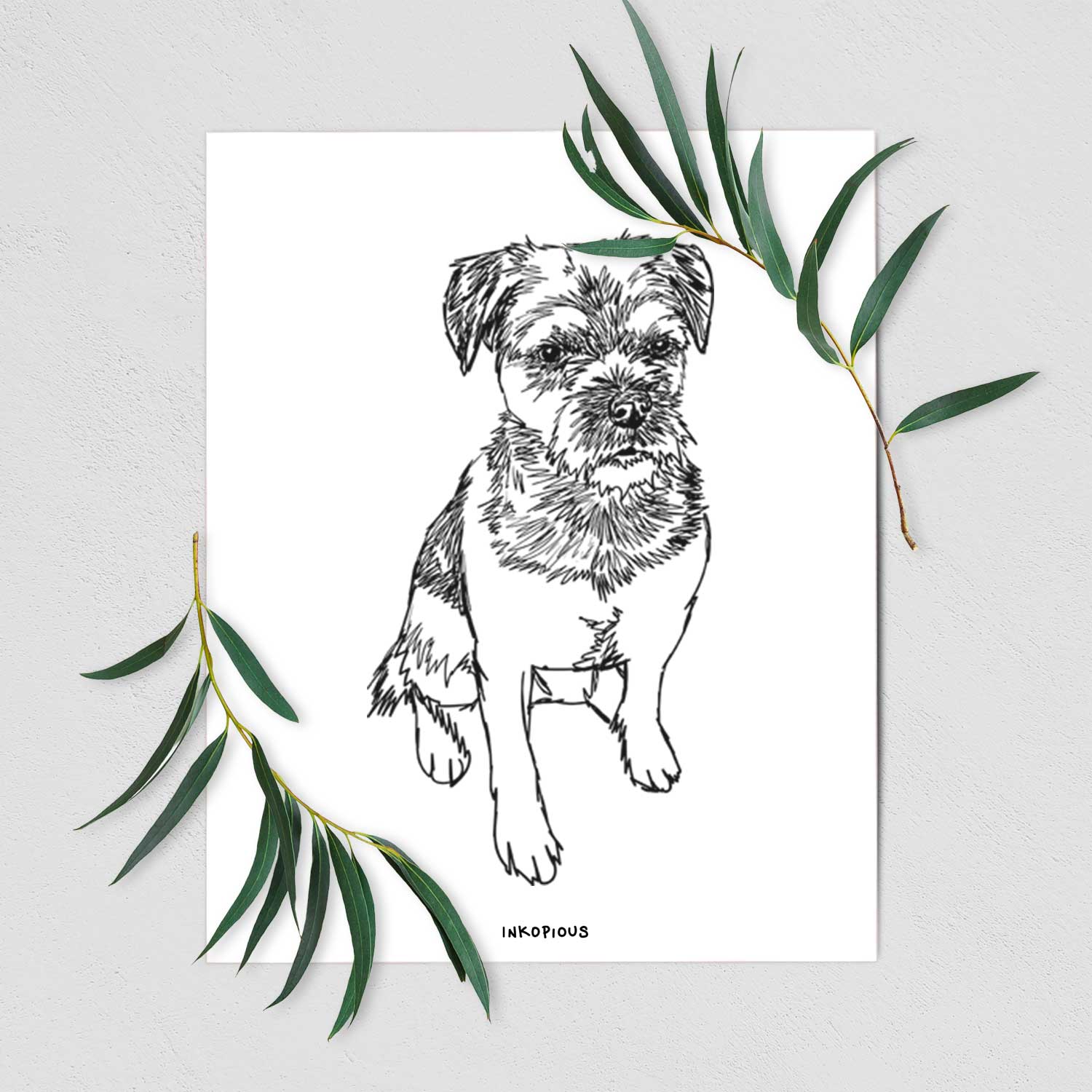 Doodled Cosmo the Border Terrier Art Print