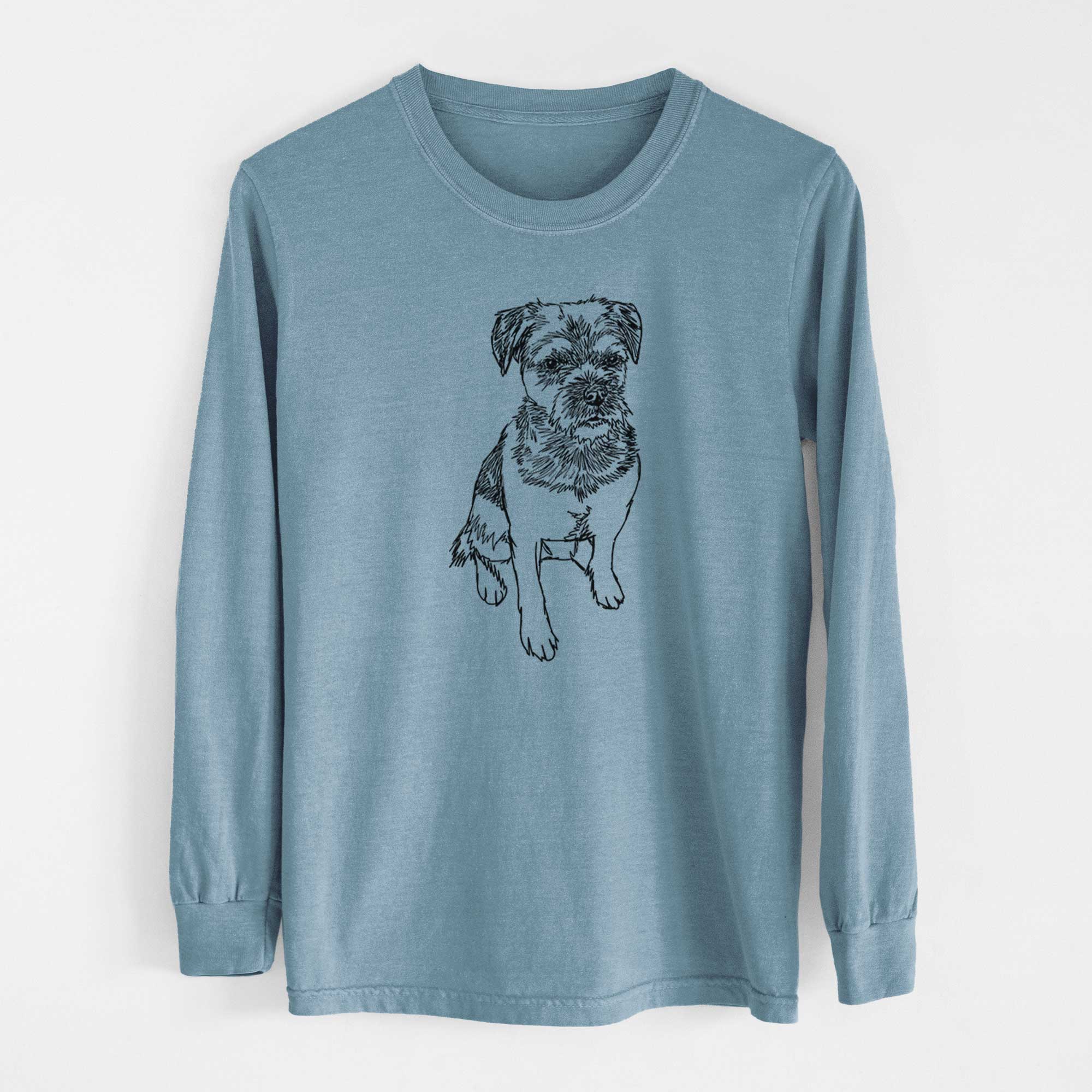 Doodled Cosmo the Border Terrier - Heavyweight 100% Cotton Long Sleeve