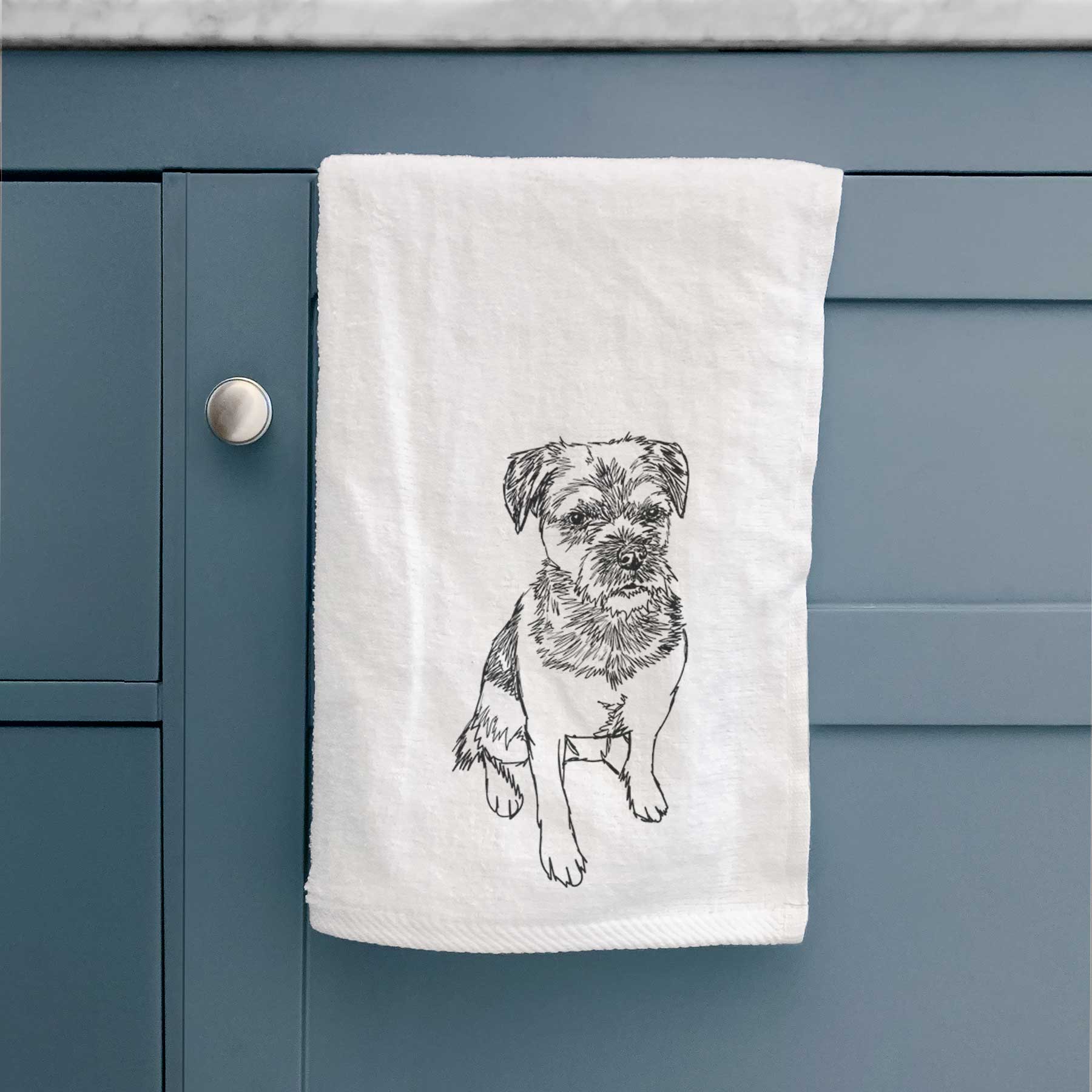 Doodled Cosmo the Border Terrier Decorative Hand Towel