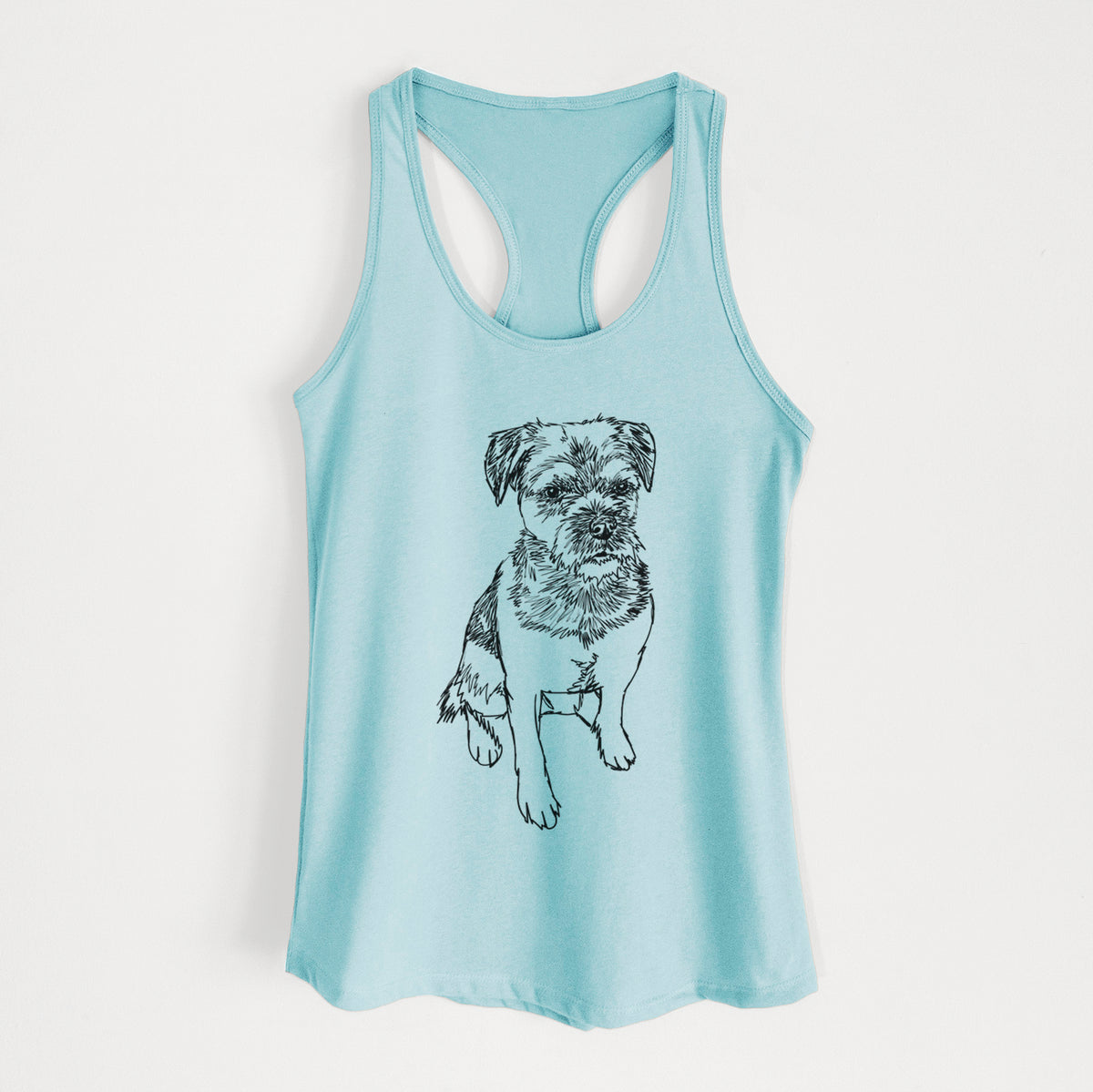 Doodled Cosmo the Border Terrier - Women&#39;s Racerback Tanktop