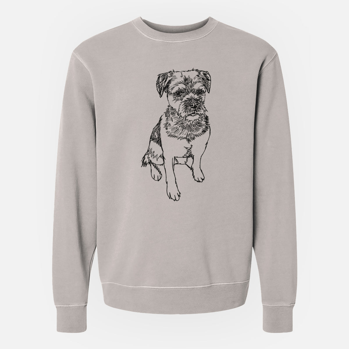 Doodled Cosmo the Border Terrier - Unisex Pigment Dyed Crew Sweatshirt