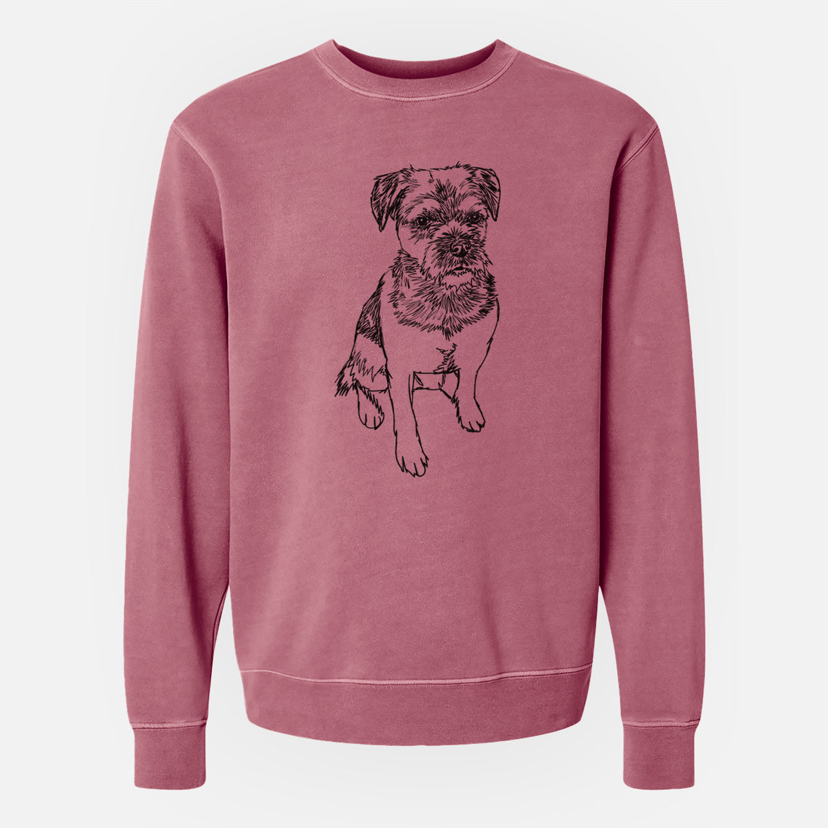 Doodled Cosmo the Border Terrier - Unisex Pigment Dyed Crew Sweatshirt