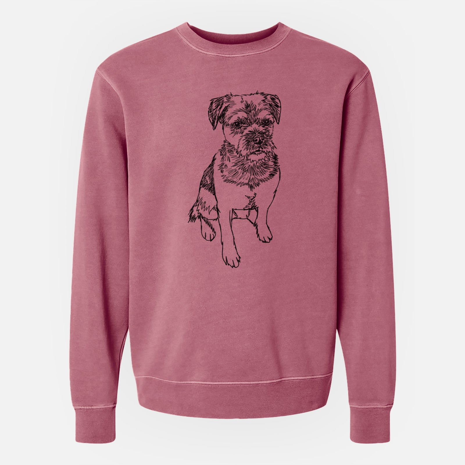 Doodled Cosmo the Border Terrier - Unisex Pigment Dyed Crew Sweatshirt