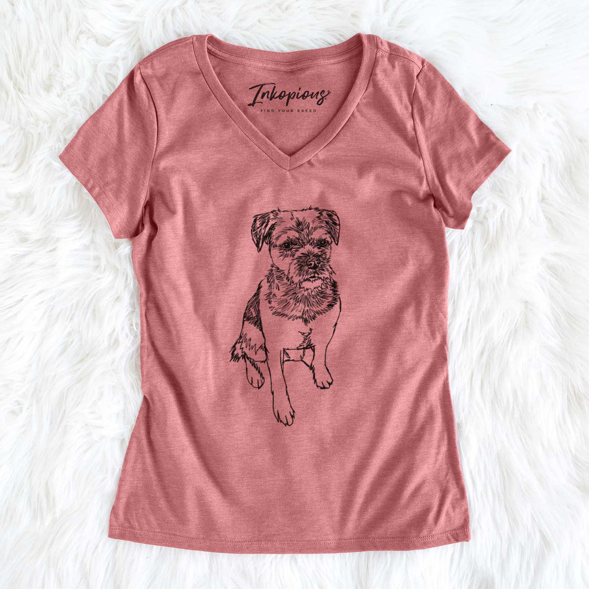 Doodled Cosmo the Border Terrier - Women&#39;s V-neck Shirt