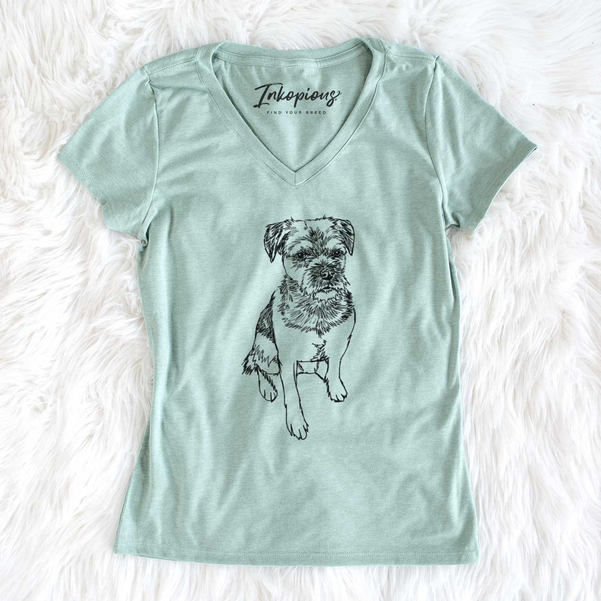 Doodled Cosmo the Border Terrier - Women's V-neck Shirt