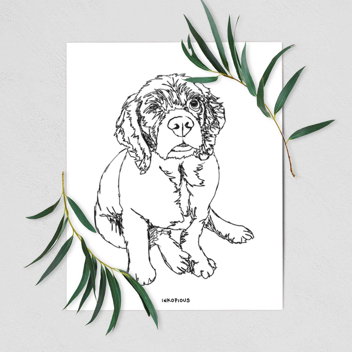 Doodled Crazy Raisin the Cocker Spaniel Art Print