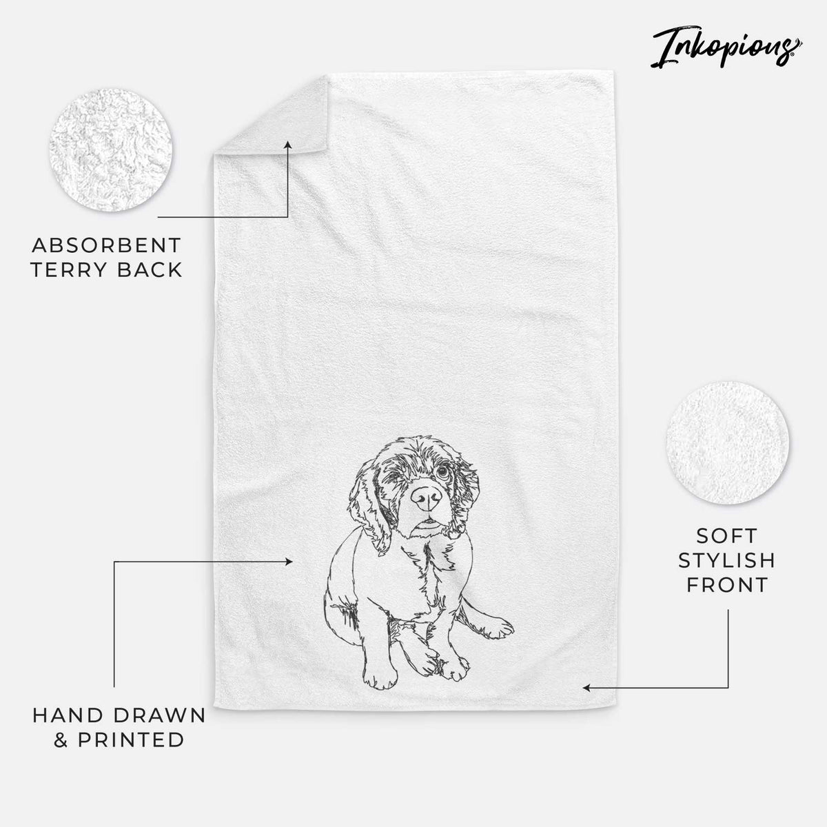 Doodled Crazy Raisin the Cocker Spaniel Decorative Hand Towel