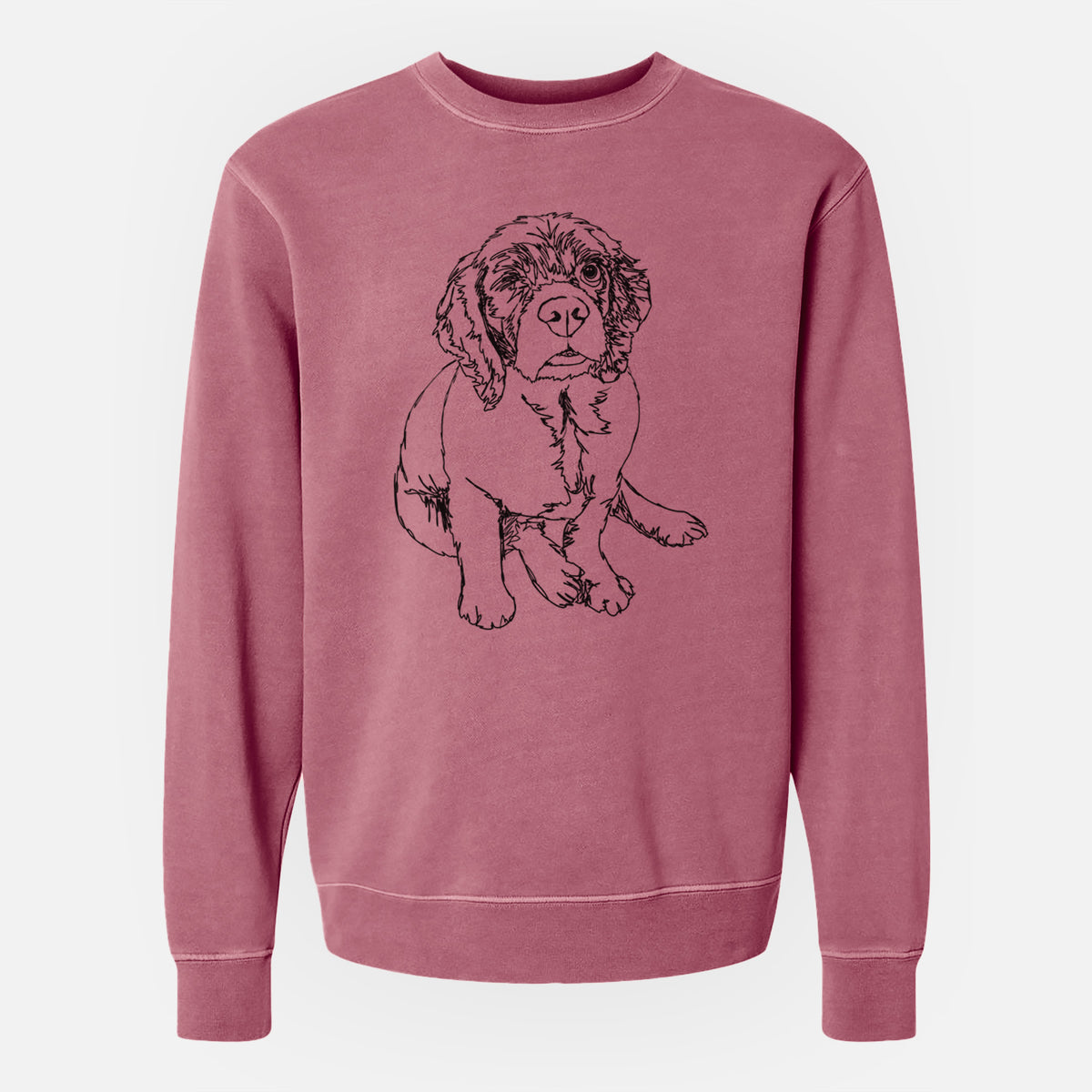 Doodled Crazy Raisin the Cocker Spaniel - Unisex Pigment Dyed Crew Sweatshirt