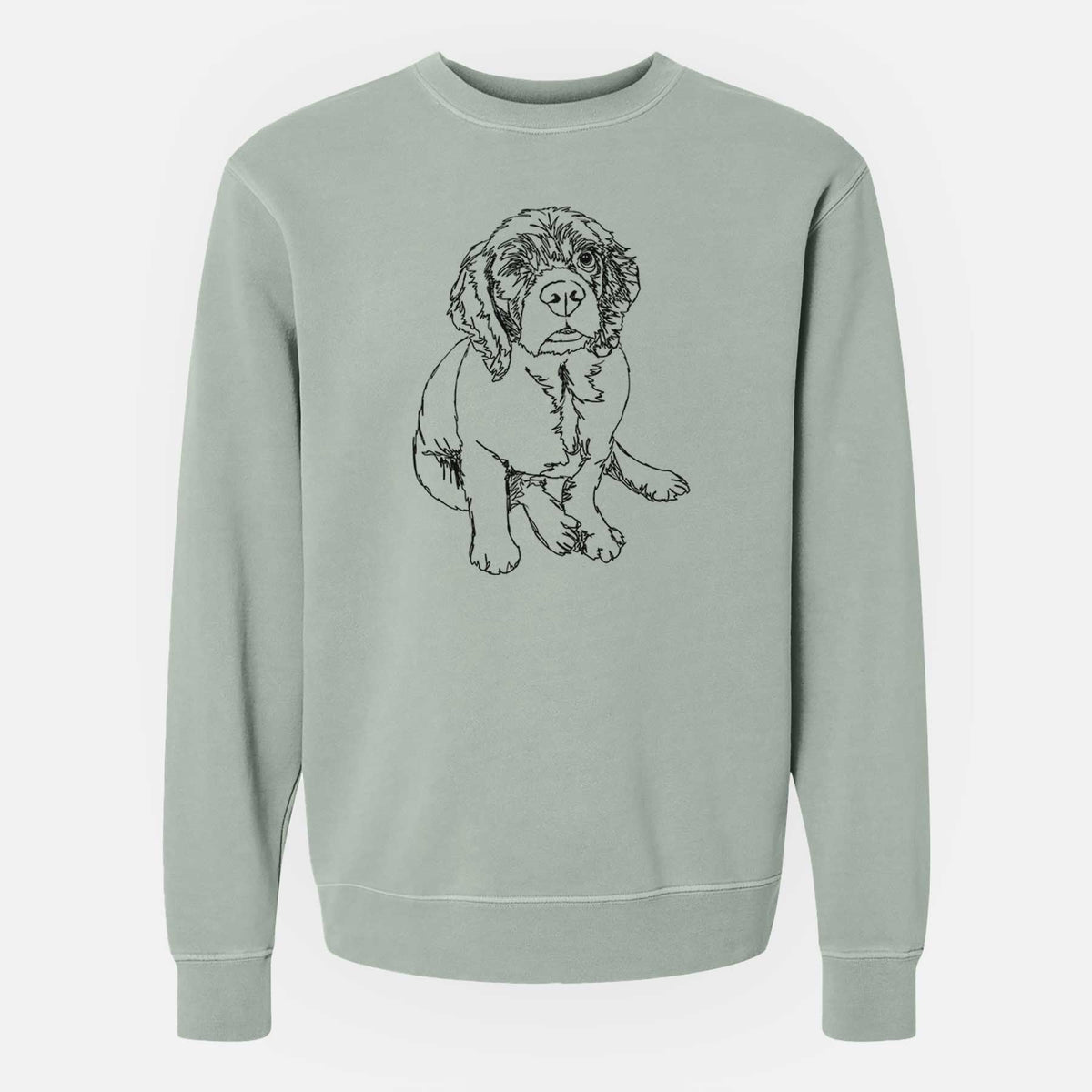 Doodled Crazy Raisin the Cocker Spaniel - Unisex Pigment Dyed Crew Sweatshirt