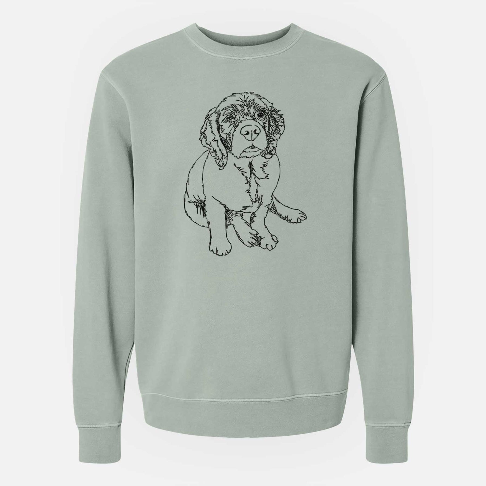 Doodled Crazy Raisin the Cocker Spaniel - Unisex Pigment Dyed Crew Sweatshirt