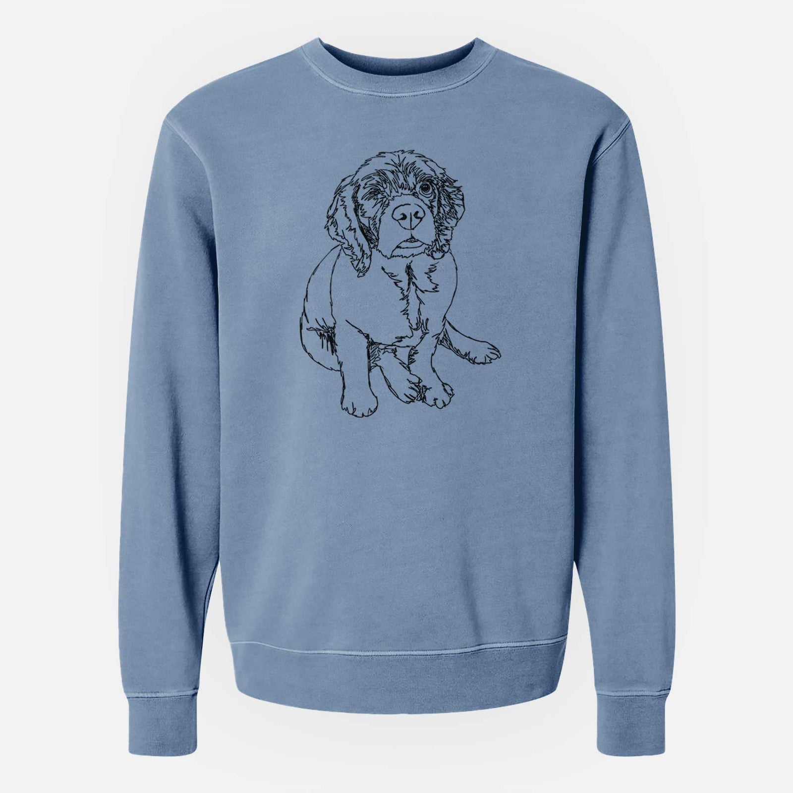 Doodled Crazy Raisin the Cocker Spaniel - Unisex Pigment Dyed Crew Sweatshirt