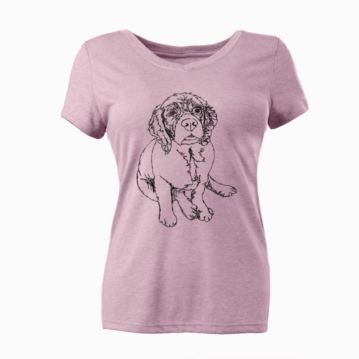 Doodled Crazy Raisin the Cocker Spaniel - Women's V-neck Shirt