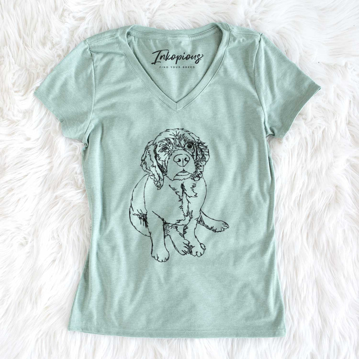 Doodled Crazy Raisin the Cocker Spaniel - Women&#39;s V-neck Shirt