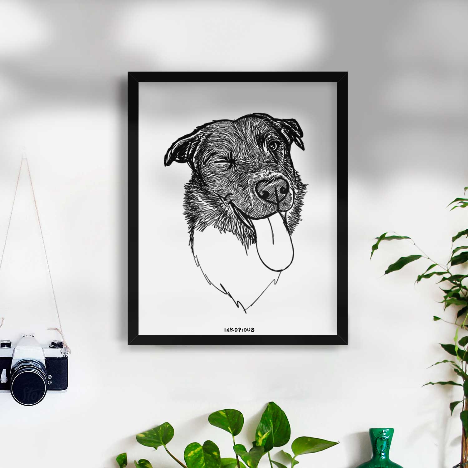 Doodled Cy the Border Collie Art Print