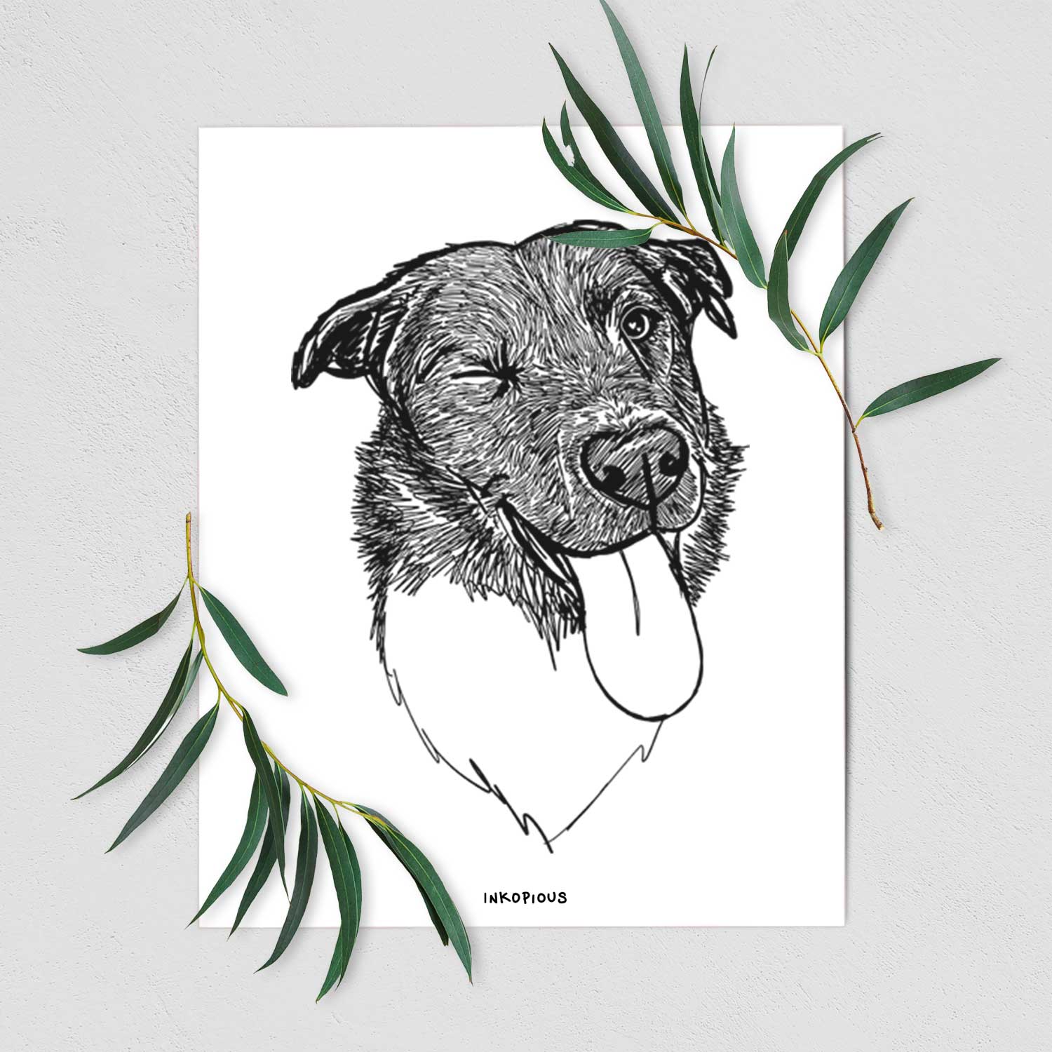 Doodled Cy the Border Collie Art Print