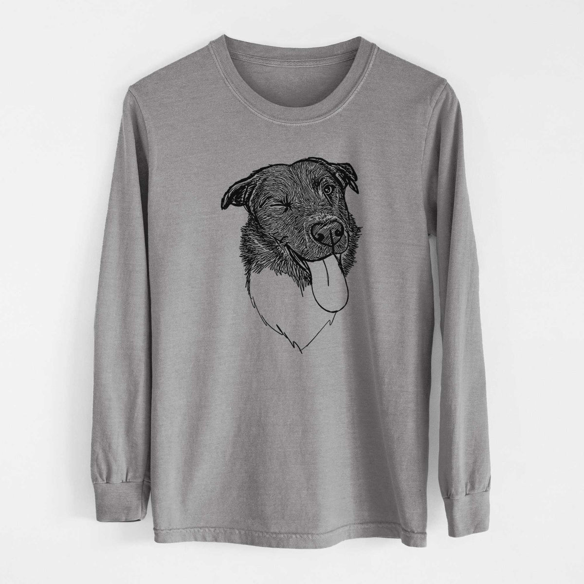 Doodled Cy the Boder Collie - Heavyweight 100% Cotton Long Sleeve
