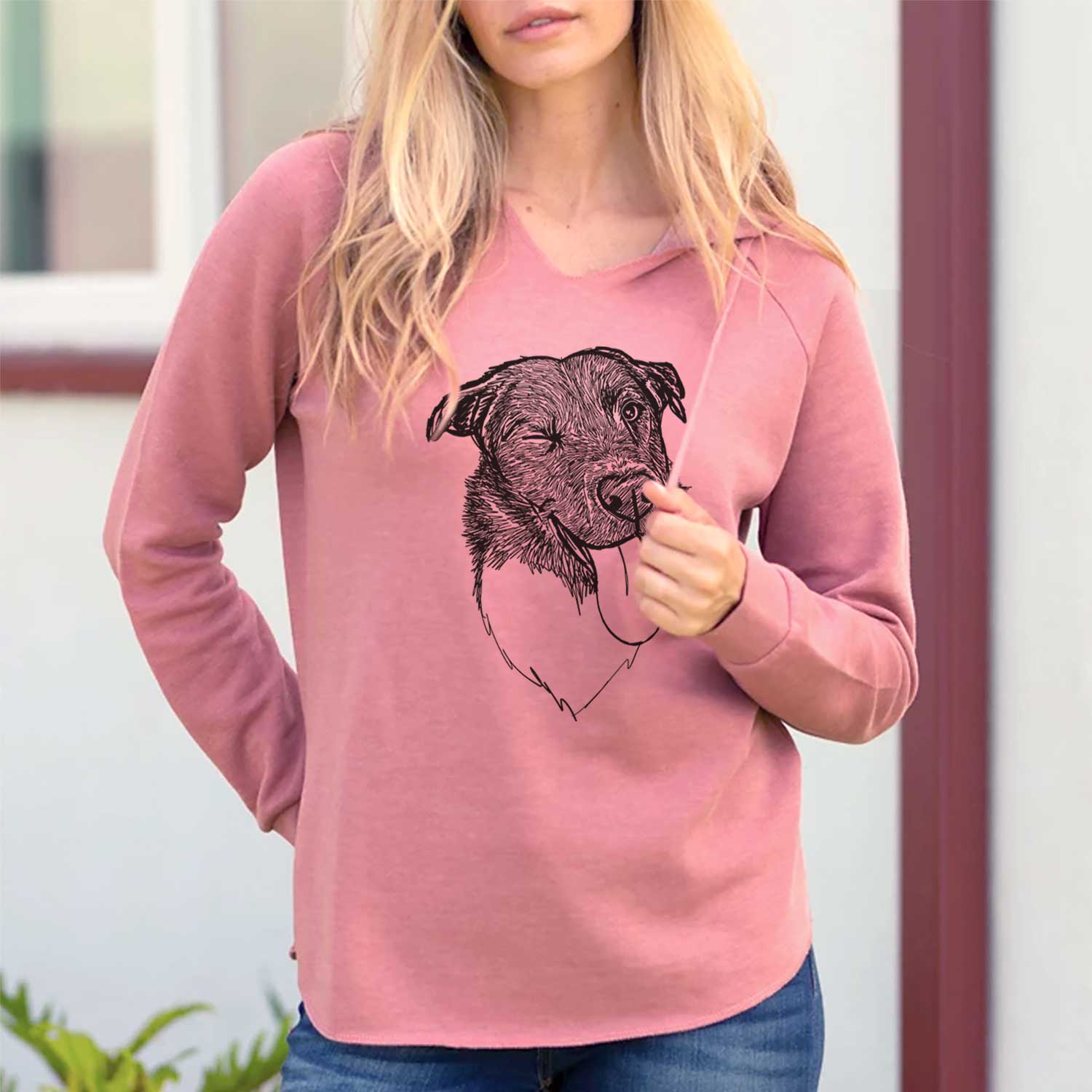 Doodled Cy the Border Collie - Cali Wave Hooded Sweatshirt