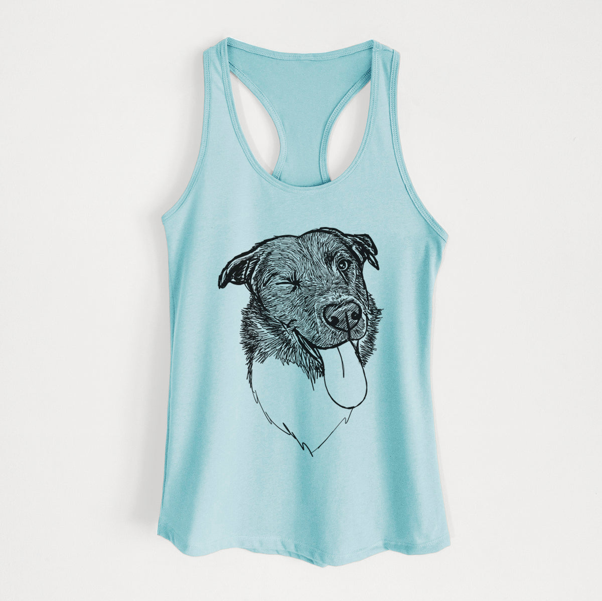 Doodled Cy the Boder Collie - Women&#39;s Racerback Tanktop