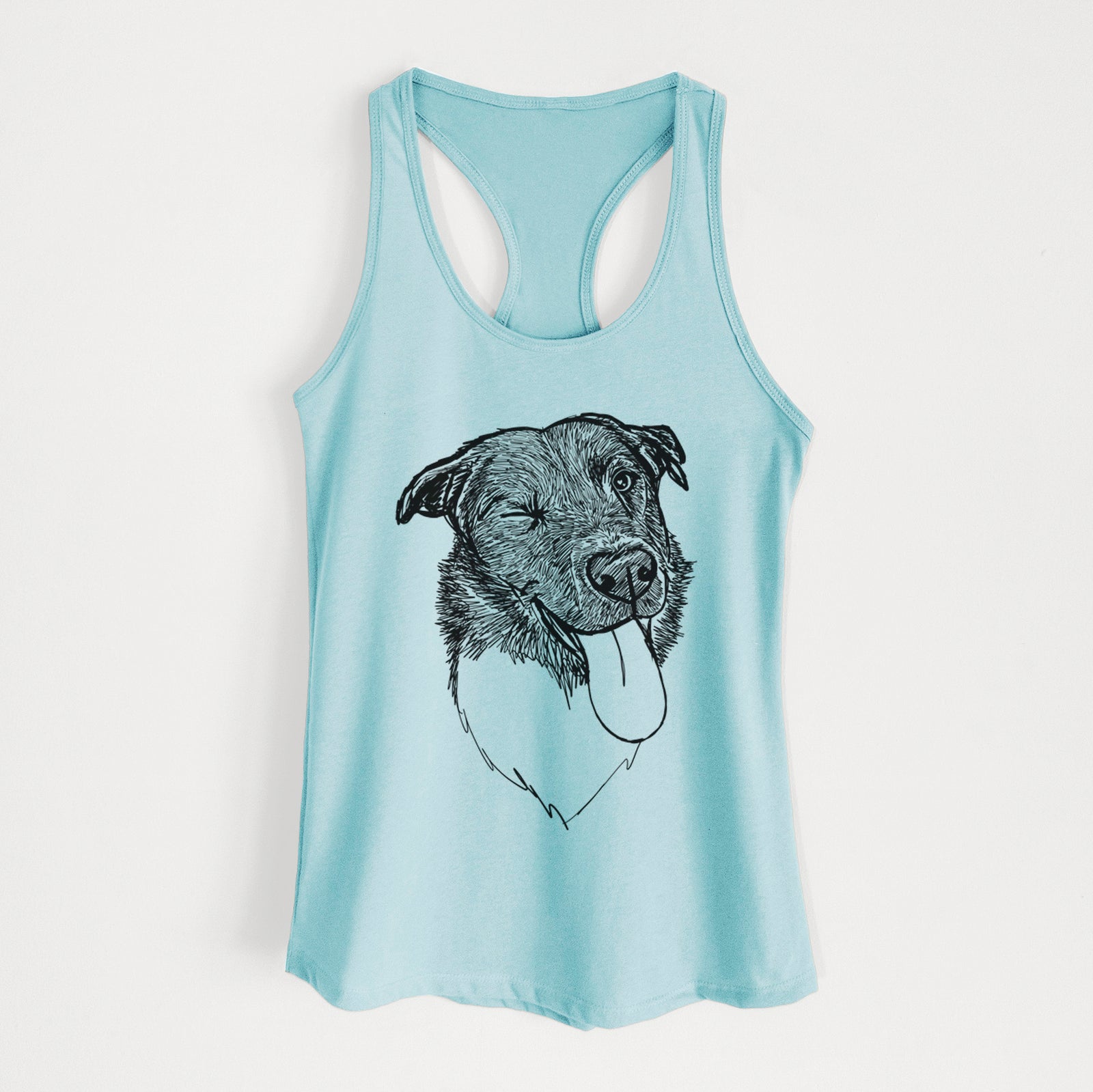 Doodled Cy the Boder Collie - Women's Racerback Tanktop