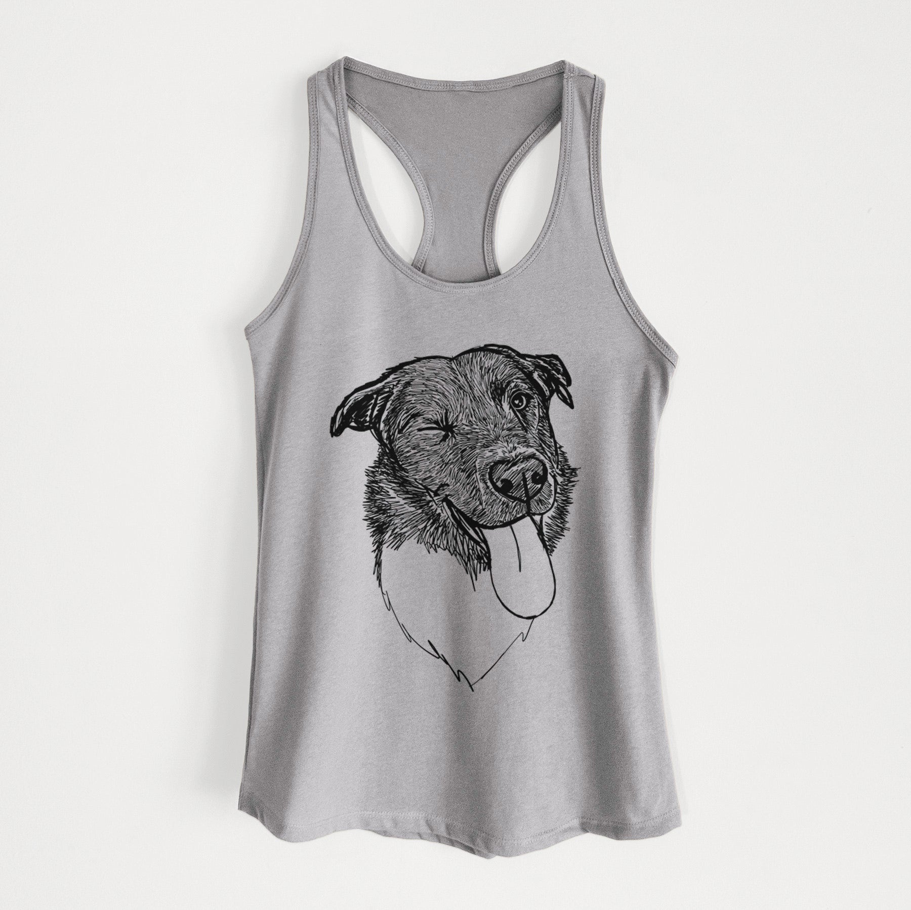 Doodled Cy the Boder Collie - Women's Racerback Tanktop