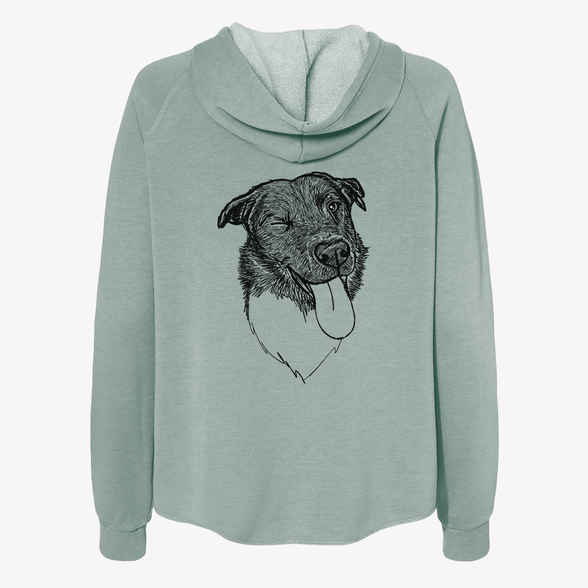 Doodled Cy the Boder Collie - Women's Cali Wave Zip-Up Sweatshirt