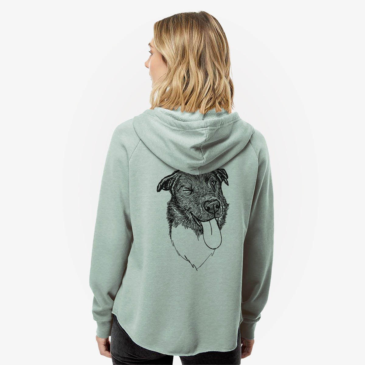 Doodled Cy the Boder Collie - Women's Cali Wave Zip-Up Sweatshirt