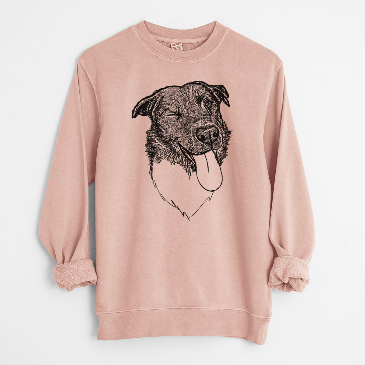 Doodled Cy the Boder Collie - Unisex Pigment Dyed Crew Sweatshirt