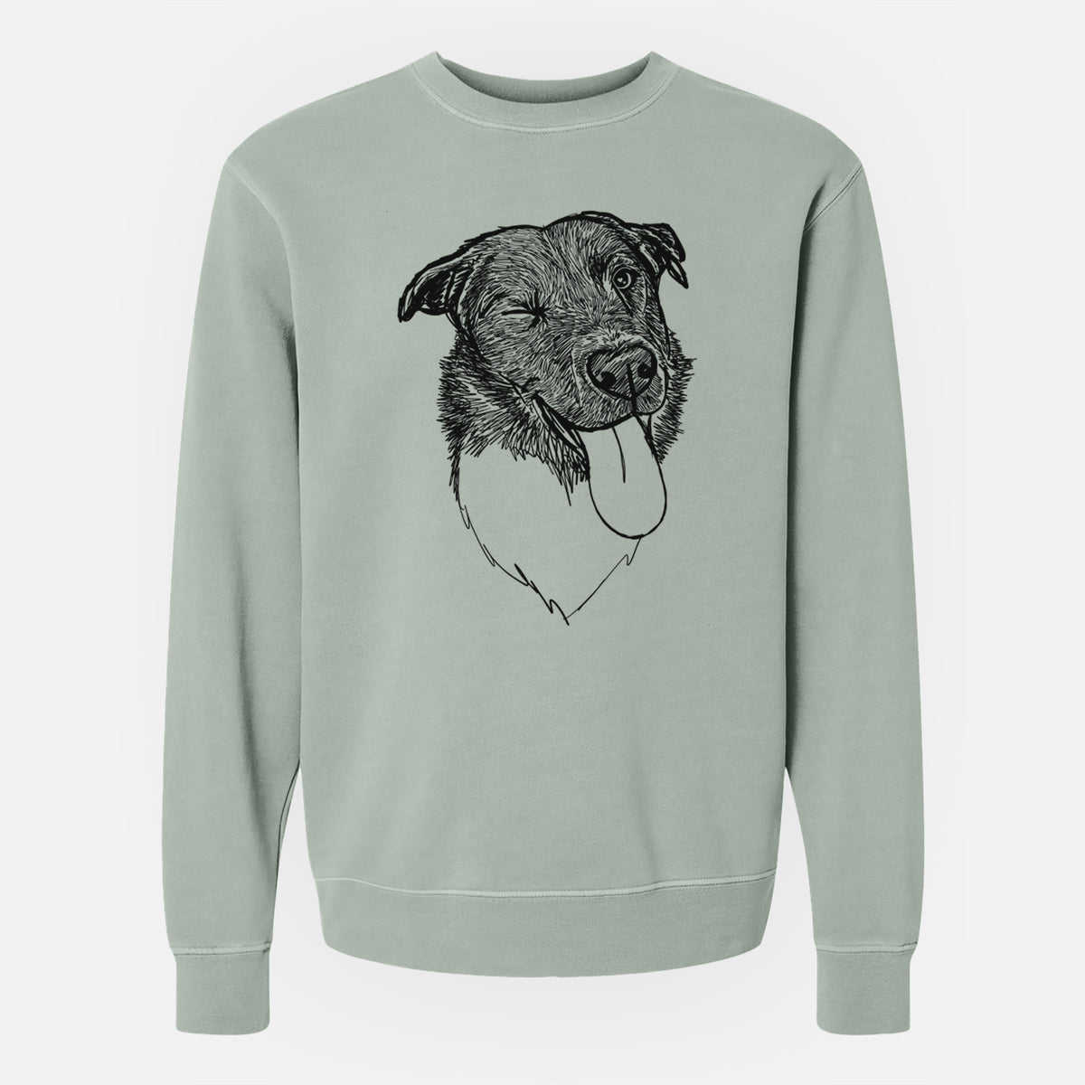Doodled Cy the Boder Collie - Unisex Pigment Dyed Crew Sweatshirt