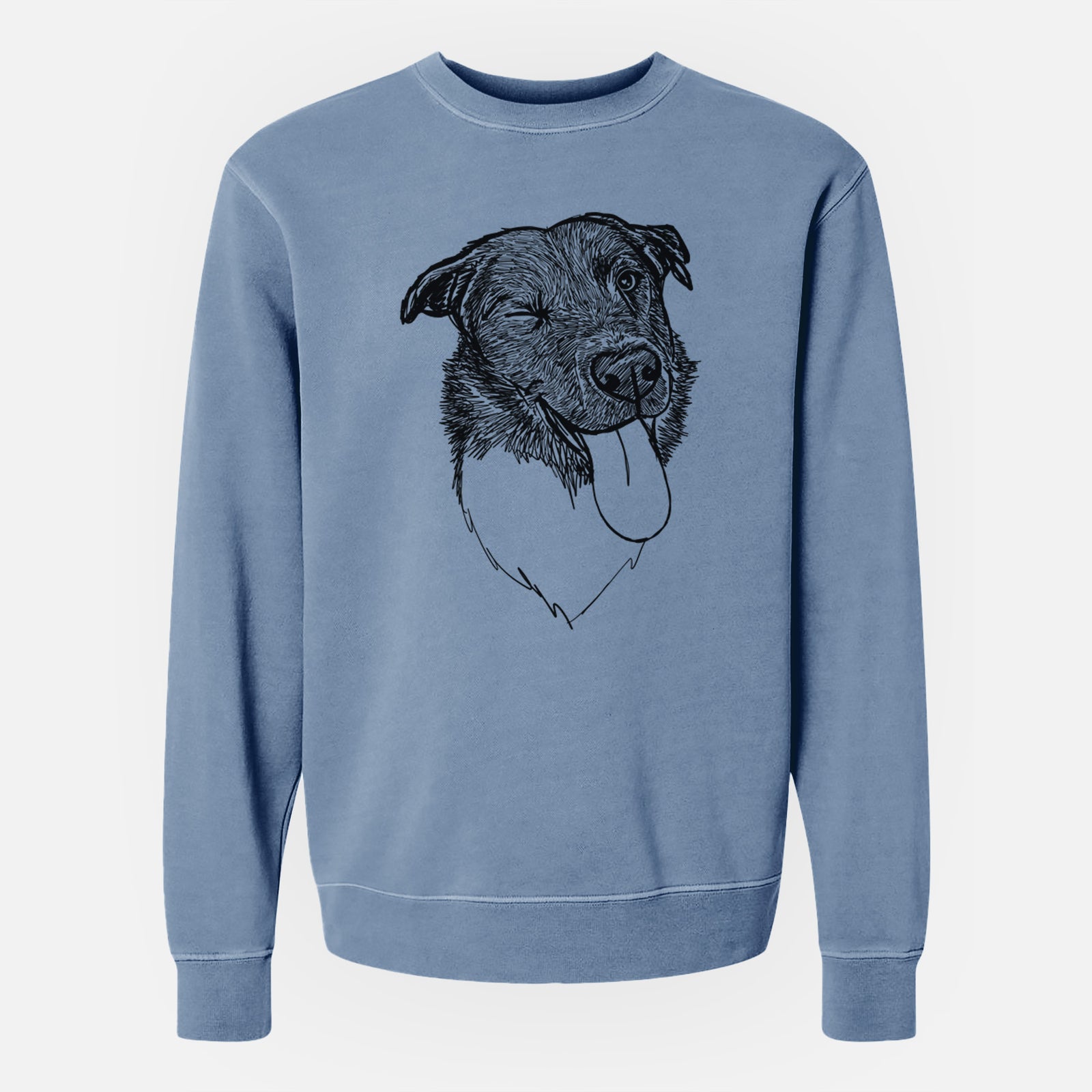 Doodled Cy the Boder Collie - Unisex Pigment Dyed Crew Sweatshirt