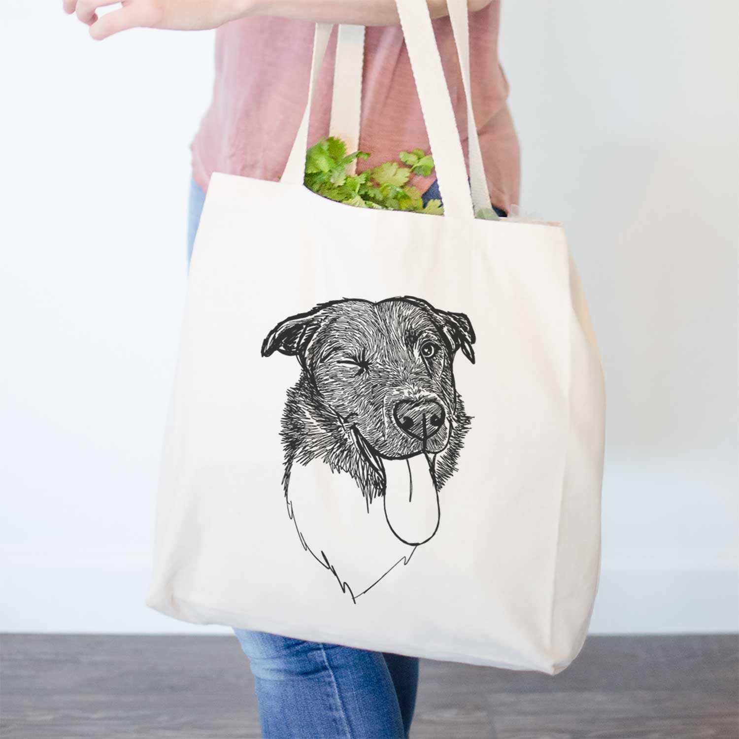 Doodled Cy the Border Collie - Tote Bag