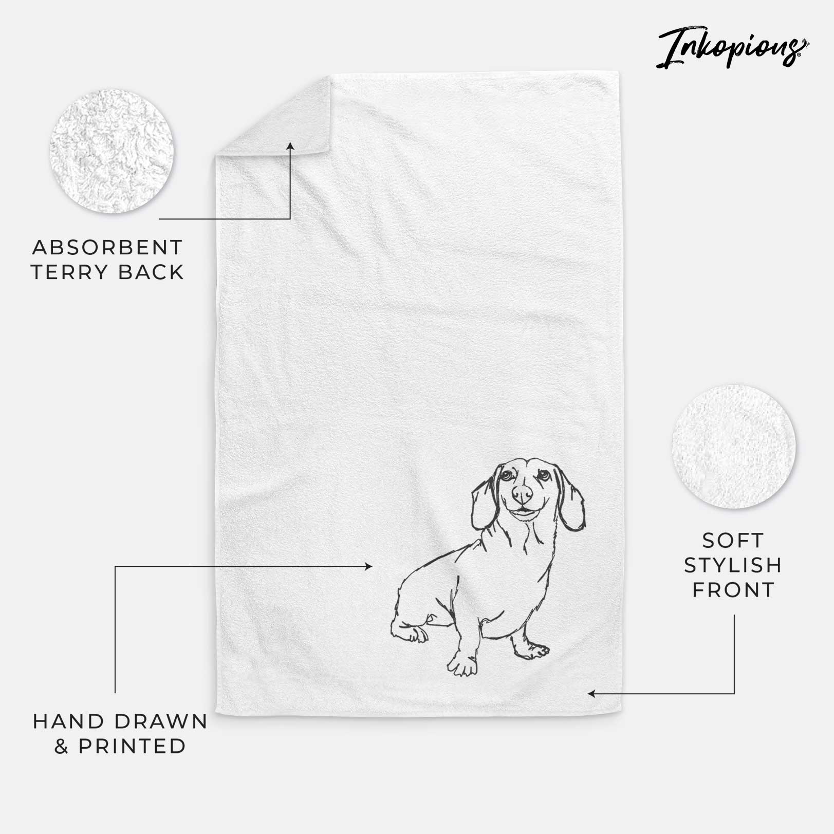 Doodled Dachshund Decorative Hand Towel