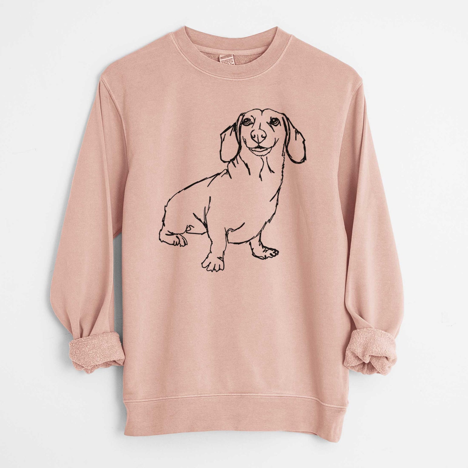 Doodled Dachshund the  - Unisex Pigment Dyed Crew Sweatshirt