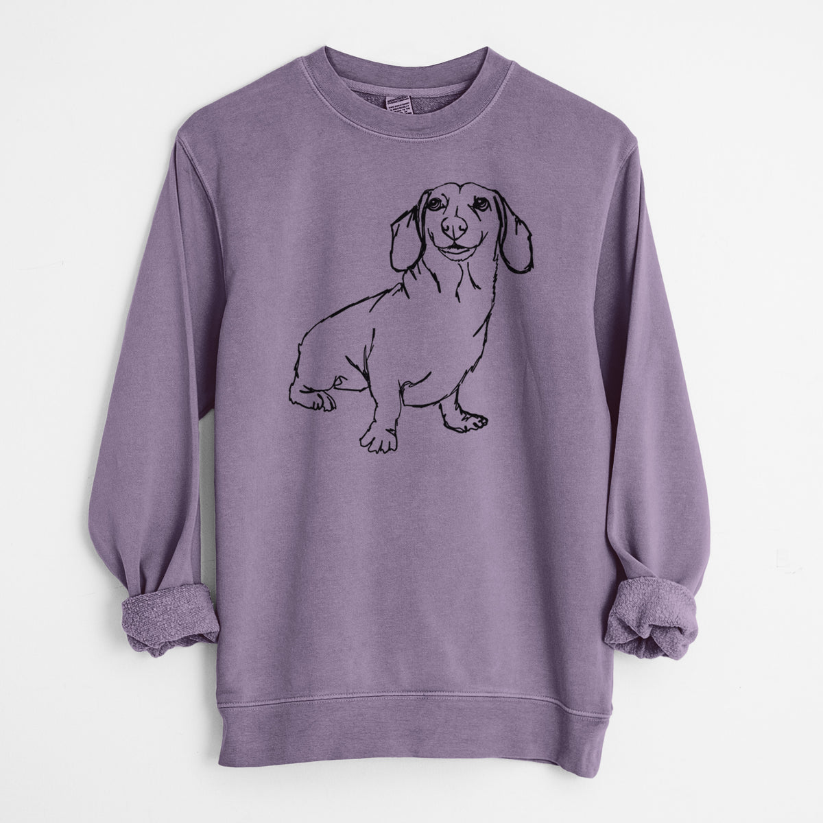 Doodled Dachshund the  - Unisex Pigment Dyed Crew Sweatshirt