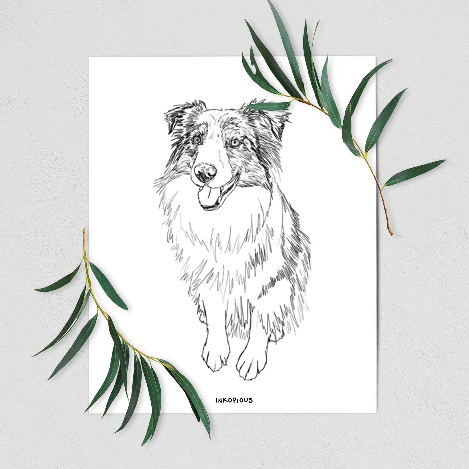 Doodled Daisy the Australian Shepherd Art Print