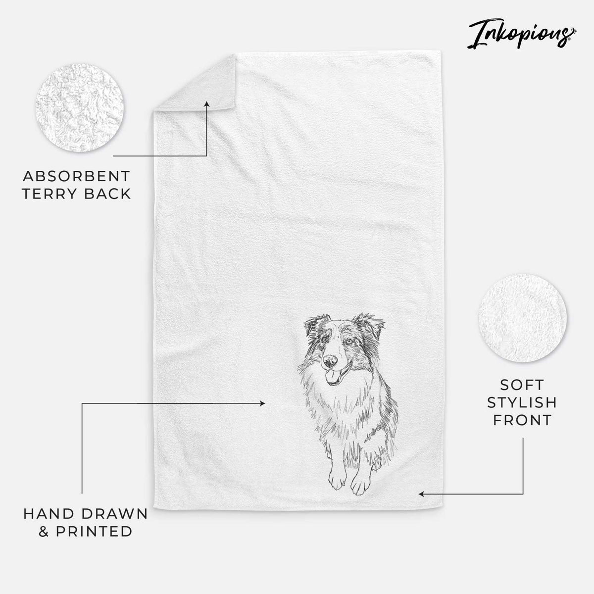 Doodled Daisy the Australian Shepherd Decorative Hand Towel