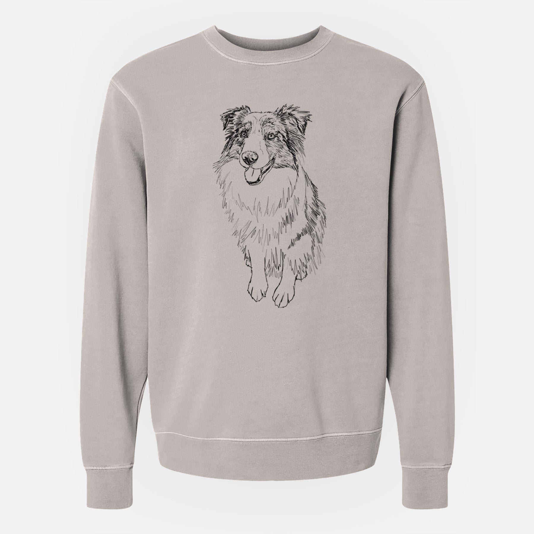 Doodled Daisy the Australian Shepherd - Unisex Pigment Dyed Crew Sweatshirt