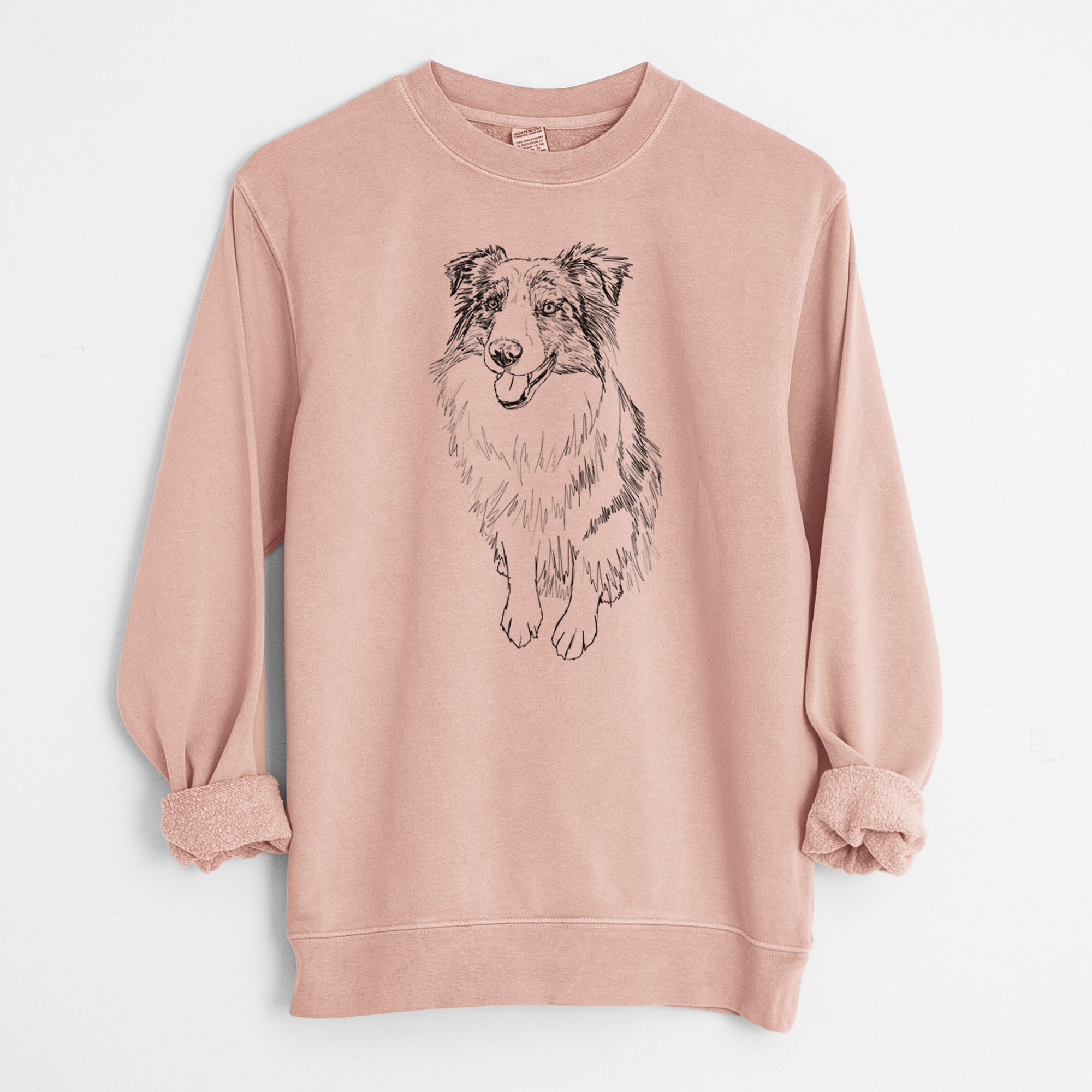 Doodled Daisy the Australian Shepherd - Unisex Pigment Dyed Crew Sweatshirt