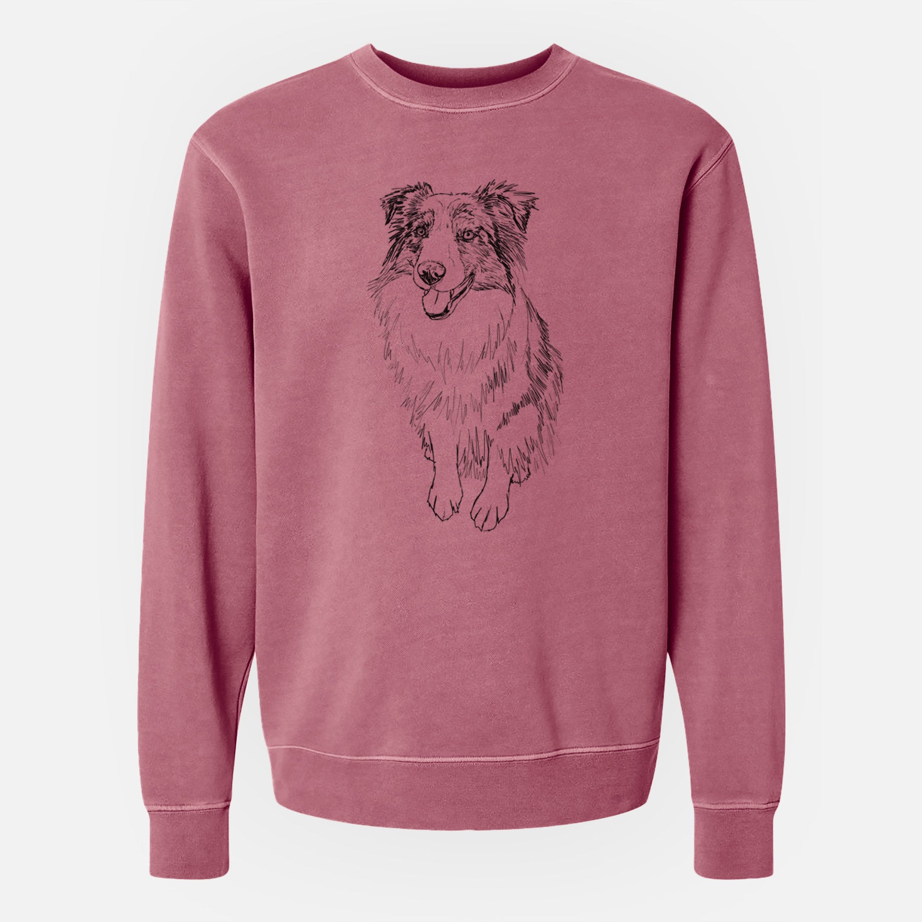 Doodled Daisy the Australian Shepherd - Unisex Pigment Dyed Crew Sweatshirt