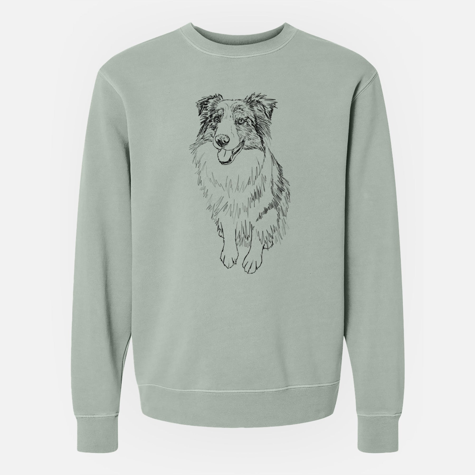 Doodled Daisy the Australian Shepherd - Unisex Pigment Dyed Crew Sweatshirt