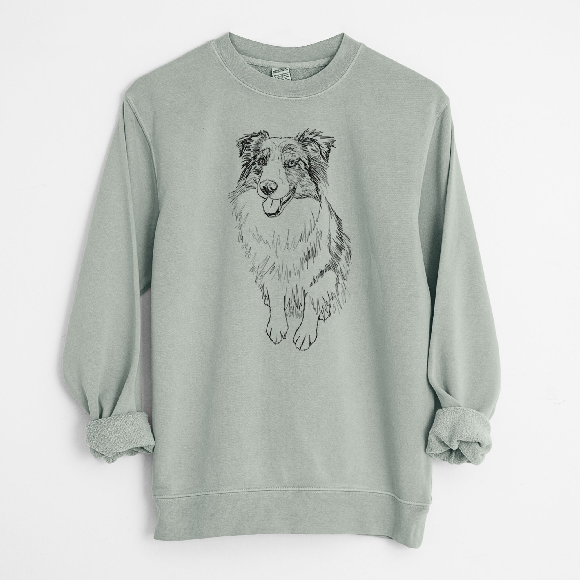 Doodled Daisy the Australian Shepherd - Unisex Pigment Dyed Crew Sweatshirt