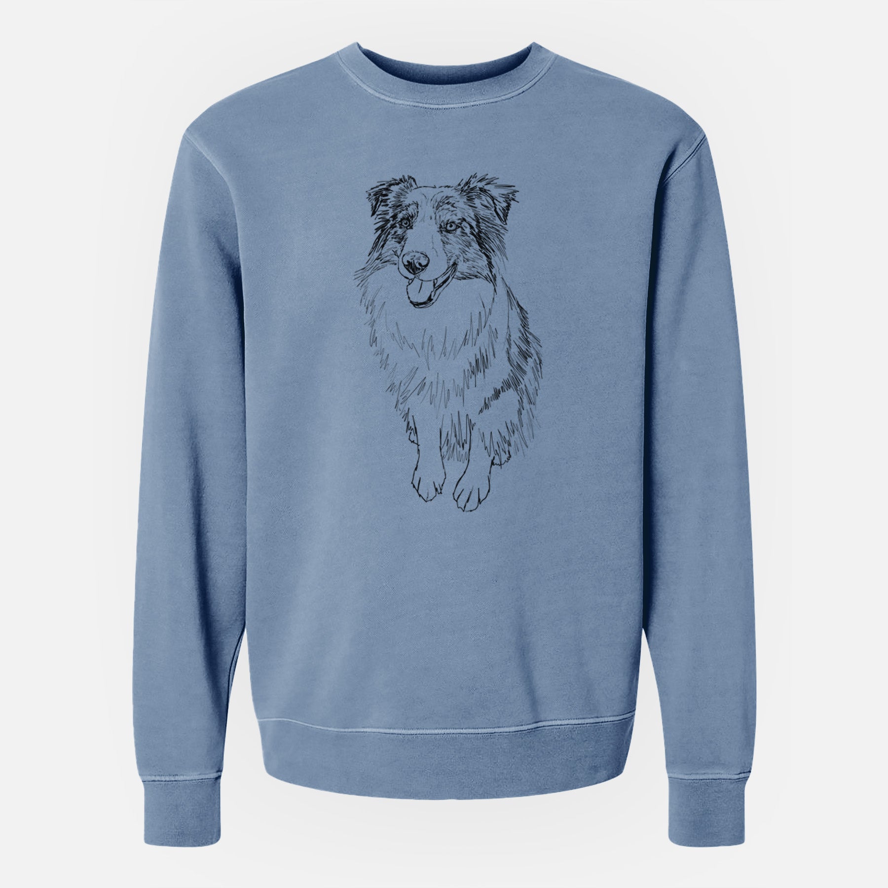 Doodled Daisy the Australian Shepherd - Unisex Pigment Dyed Crew Sweatshirt