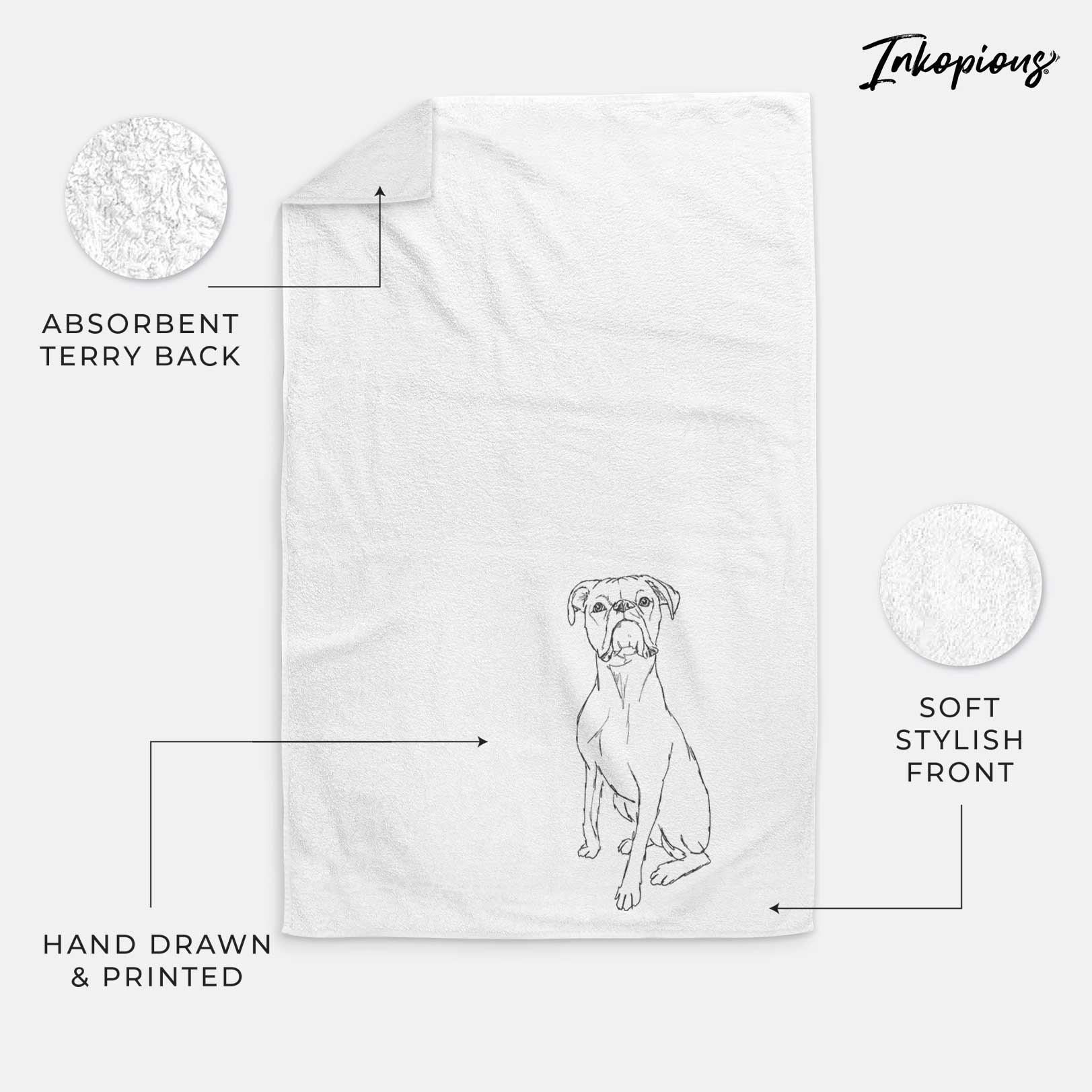 Doodled Daisy the Boxer Decorative Hand Towel