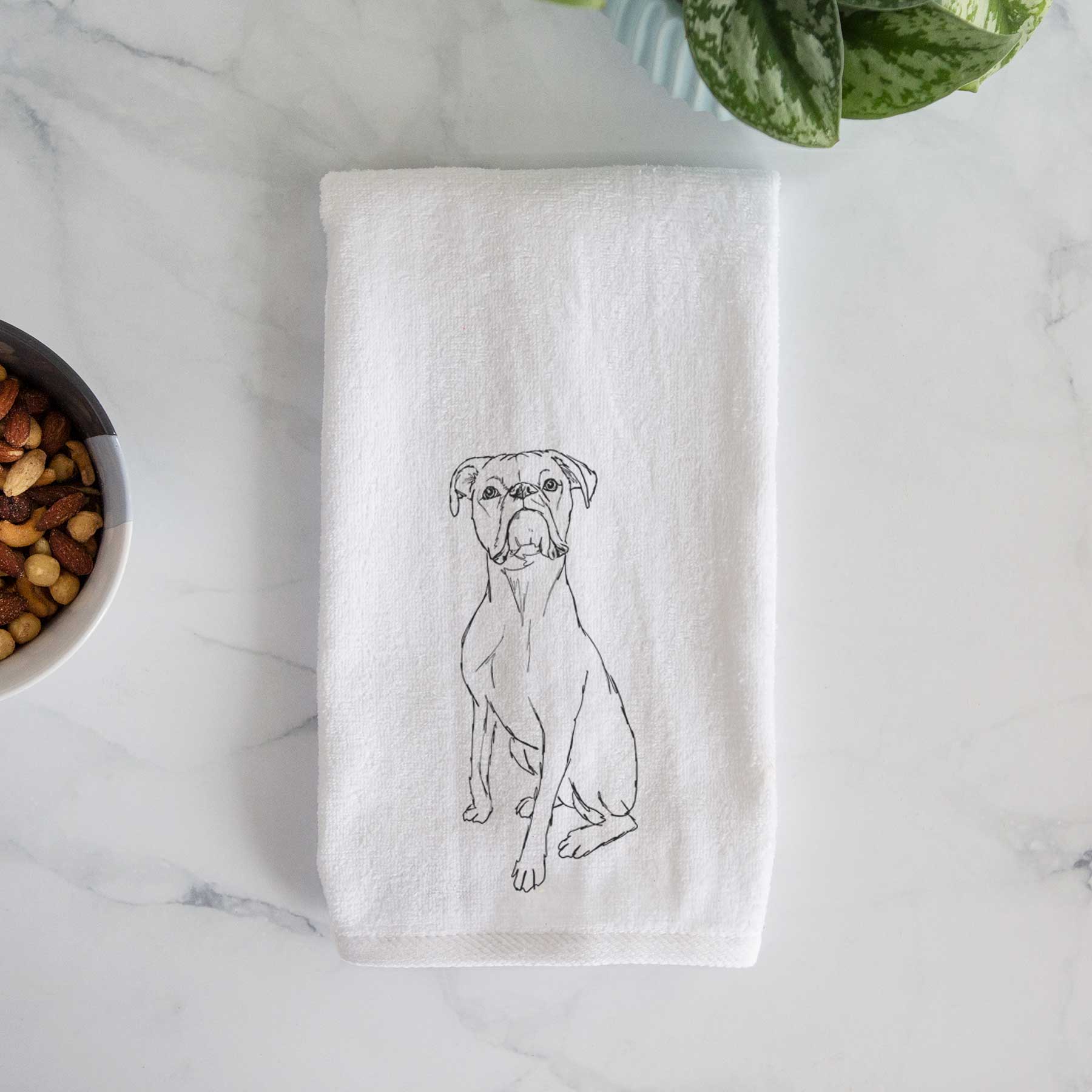 Doodled Daisy the Boxer Decorative Hand Towel